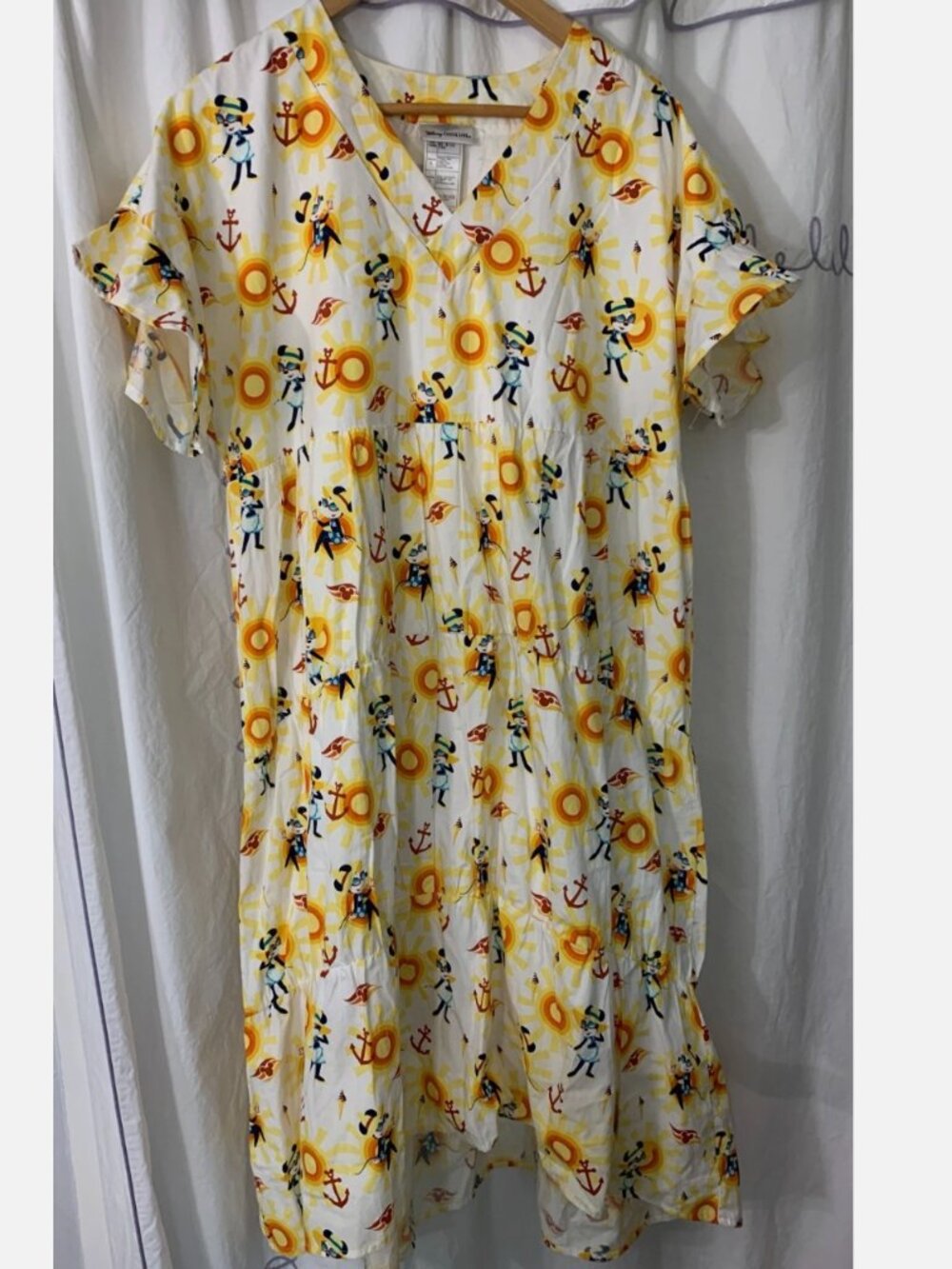 Disney Cruise Line Dress Minnie Mouse Women Medium White Yellow Sun Cover Up